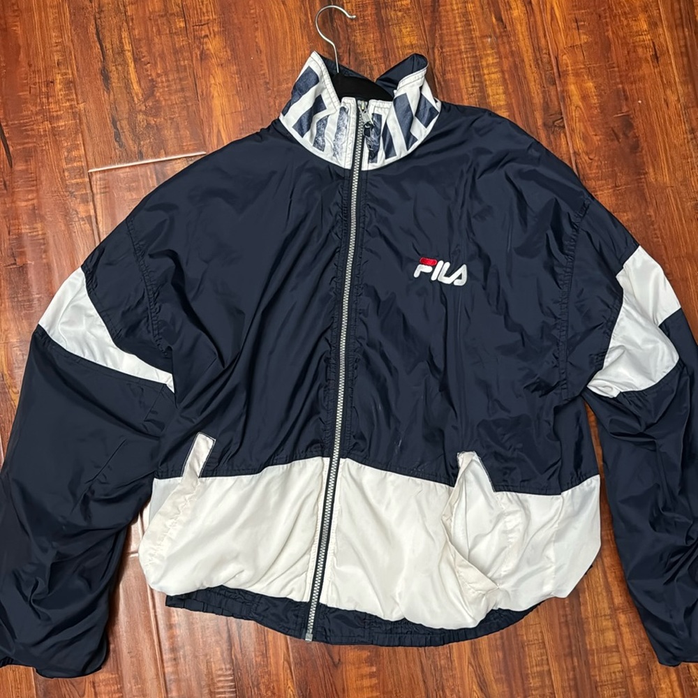 FILA Y2K Windbreaker | Blue and White | Medium | Used Like New